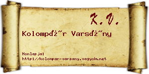Kolompár Varsány névjegykártya